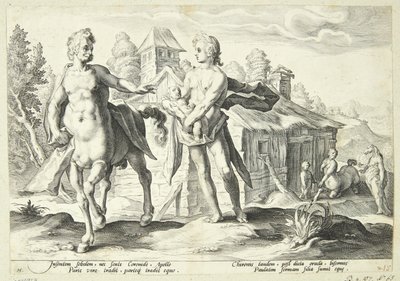 Apollo betror Cheiron opplæringen til Asklepios av Hendrick Goltzius