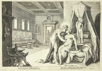 Apollo misbruker Leucothoe av Hendrick Goltzius