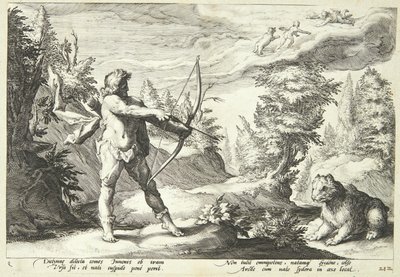 Arcas forberedte seg på å drepe moren sin av Hendrick Goltzius