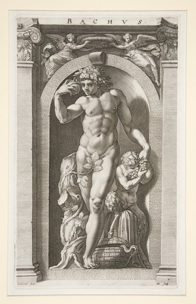 Bacchus, #7 i en serie med åtte antikke guder av Hendrick Goltzius