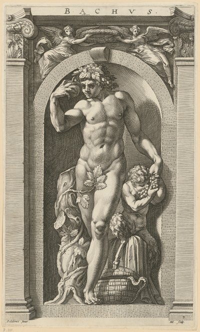 Bacchus, blad 7 i serien «Åtte antikke guddommer» av Hendrick Goltzius