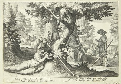 Battus blir til stein av Hendrick Goltzius