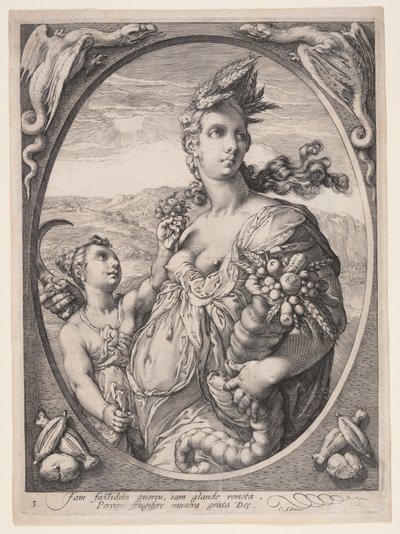 Ceres, fra tre hedenske guder eller gudinner av Hendrick Goltzius