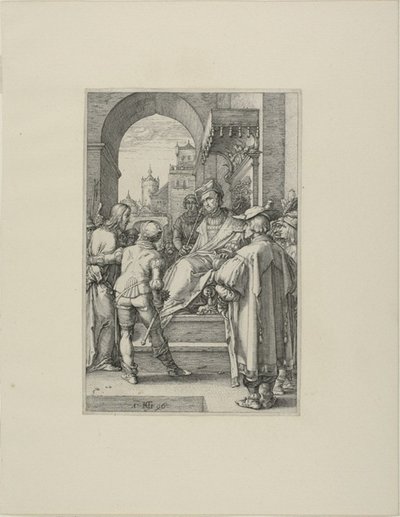 Kristus før Pilatus, plate fem fra The Passion of Christ av Hendrick Goltzius