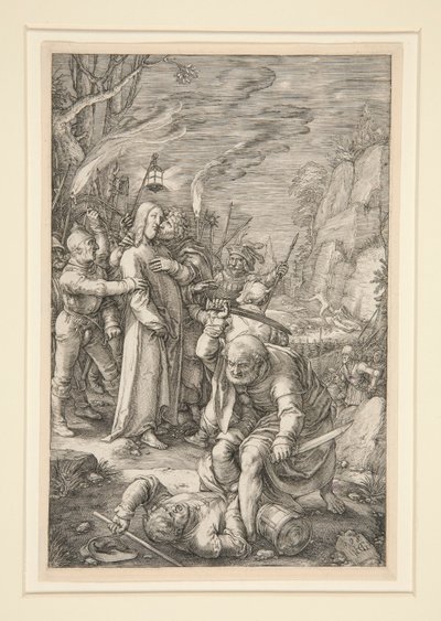 Christ Taken Captive (The Berayal of Christ), fra The Passion, #3 i en serie med 12 graveringer av Hendrick Goltzius