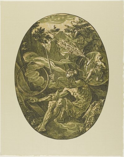 Demogorgon i evighetens hule, plate en fra Demogorgon and the Deities av Hendrick Goltzius