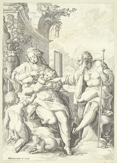 Den hellige familie med den lille Johannes av Hendrick Goltzius