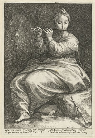Euterpe The Nine Muses (serietittel) av Hendrick Goltzius