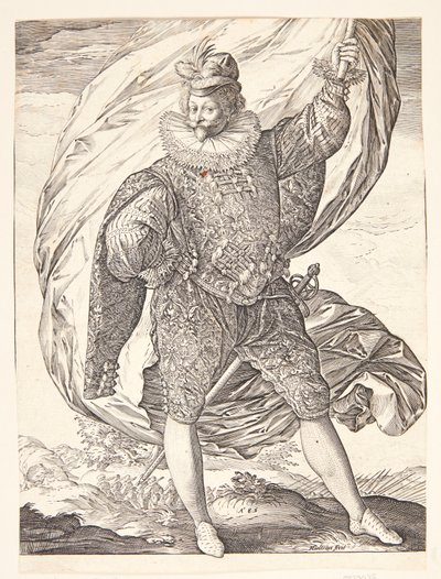Faneholderen, vendt mot høyre av Hendrick Goltzius