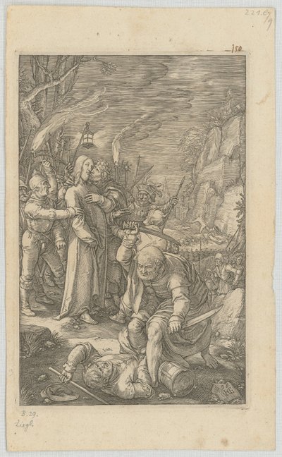 Kristi arrestasjon, blad 3 fra serien «Pasjonen» av Hendrick Goltzius