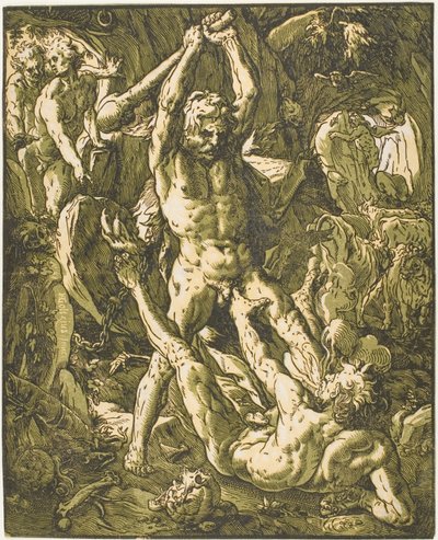Hercules dreper Cacus av Hendrick Goltzius