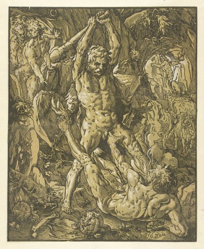 Hercules en Cacus av Hendrick Goltzius