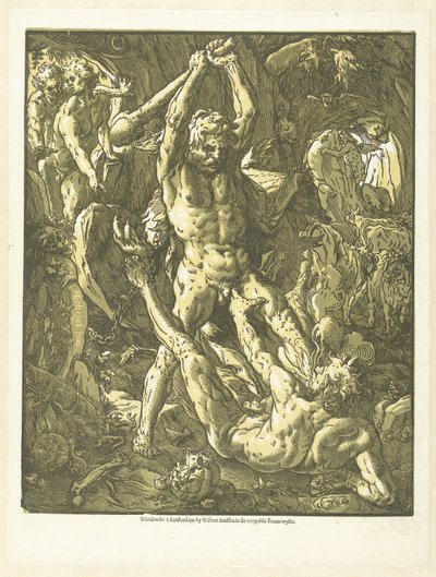 Hercules en Cacus av Hendrick Goltzius