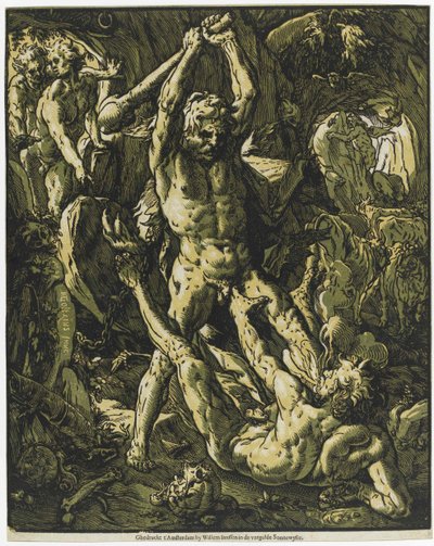 Hercules drepte Cacus, 1588. av Hendrick Goltzius