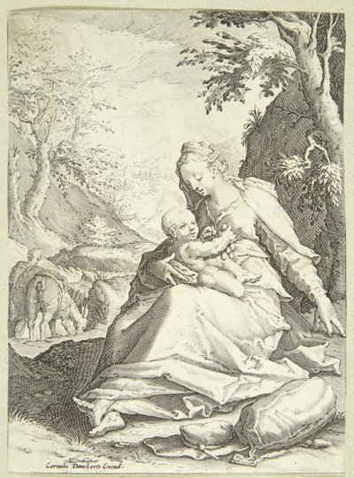 Resten på flyet til Egypt av Hendrick Goltzius