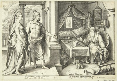 Jupiter og Juno konsulterer Teiresias av Hendrick Goltzius
