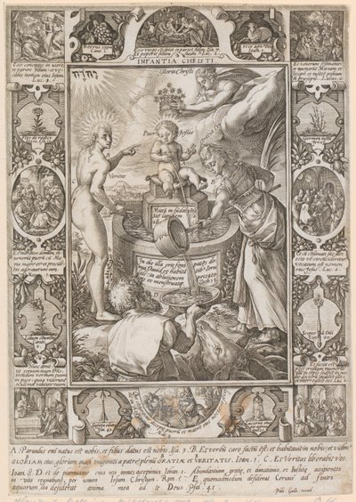 Kristi barndom, blad 3 i serien «Kristi liv» av Hendrick Goltzius