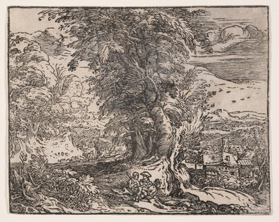 Landskap med et gjeterpar av Hendrick Goltzius