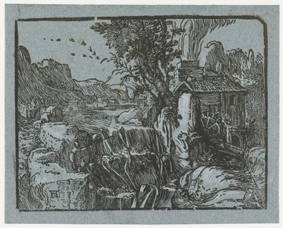 Landskap med foss Fire små landskap (serietittel) av Hendrick Goltzius