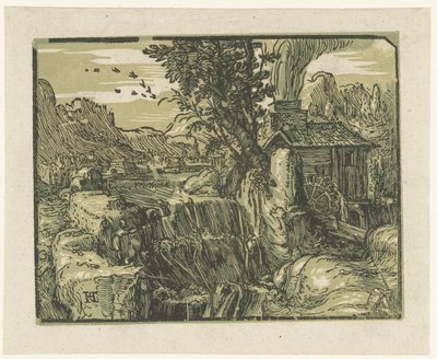Landskap med foss Fire små landskap (serietittel) av Hendrick Goltzius