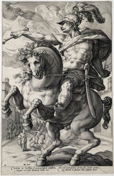 Marcus Curtius The Roman Heroes (serietittel) av Hendrick Goltzius