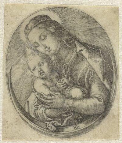 Maria med Kristusbarn på en halvmåne av Hendrick Goltzius