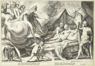 Mars og Venus er overrasket av Hendrick Goltzius