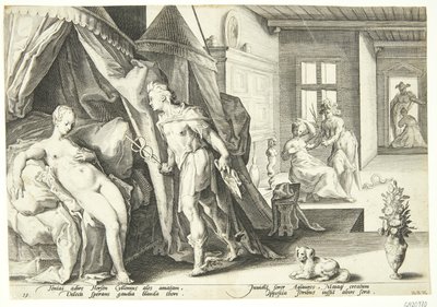 Mercury kommer inn på Herses rom etter å ha gjort Agraulos til stein av Hendrick Goltzius
