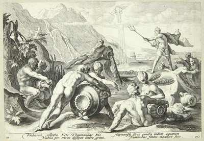 Neptun planlegger utslettelse av menneskeheten av Hendrick Goltzius