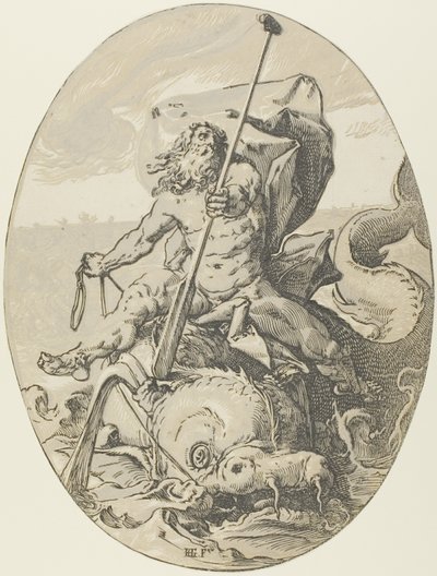 Oceanus, plate to fra Demogorgon and the Deities av Hendrick Goltzius