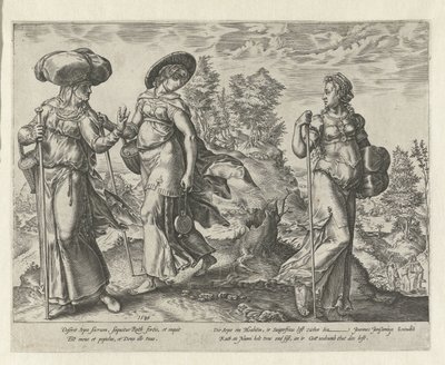 Orpa forlater Naomi og Rut The History of Ruth (serietittel) av Hendrick Goltzius