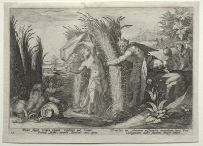 Pan Pursuing Syrinx av Hendrick Goltzius
