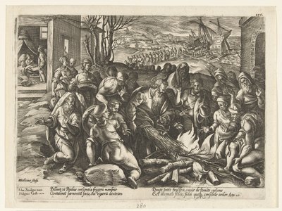 Paul bitt i hånden av en hoggorm Apostlenes historie (serietittel) av Hendrick Goltzius