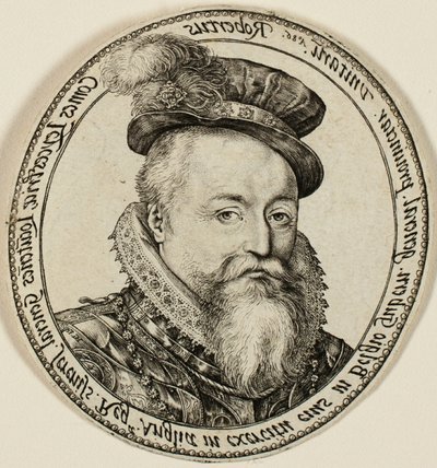 Robert Dudley, jarl av Leicester (1532-1588), engelsk adelsmann, generalguvernør i De forente provinser i 1585-87 av Hendrick Goltzius