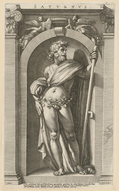 Saturn, blad 1 fra serien «Åtte antikke guddommer» av Hendrick Goltzius