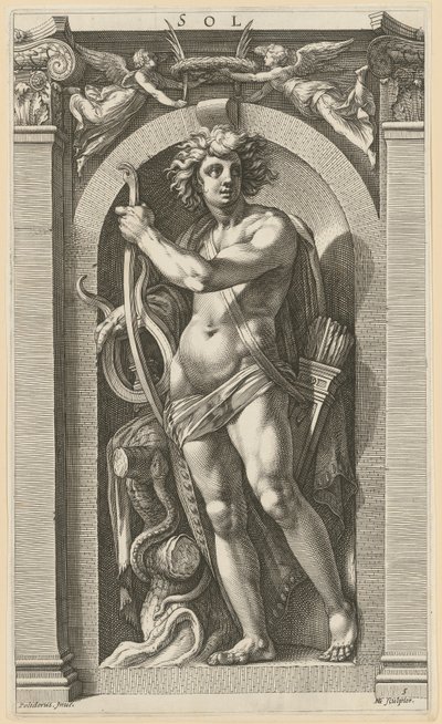 Sol, blad 5 fra serien «Åtte antikke guddommer» av Hendrick Goltzius