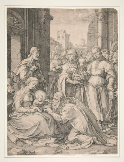 The Adoration of the Magi, fra serien The Birth and Early Life of Christ av Hendrick Goltzius