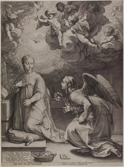 Bebudelsen, plate en fra The Birth and Early Life of Christ av Hendrick Goltzius