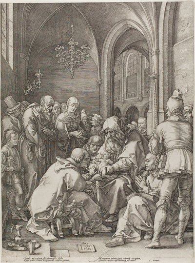 The Circumcision, plate fire fra The Birth and Early Life of Christ av Hendrick Goltzius