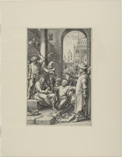 The Crowning with Thorns, plate syv fra The Passion of Christ av Hendrick Goltzius
