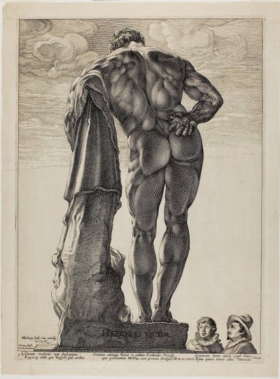 The Farnesian Hercules, plate en fra Three Famous Antique Sculptures av Hendrick Goltzius