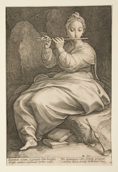 The Nine Muses: Euterpe, #6 i en serie på 9 av Hendrick Goltzius