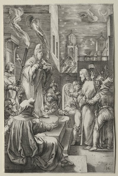 Lidenskapen: Kristus før Kaifas av Hendrick Goltzius