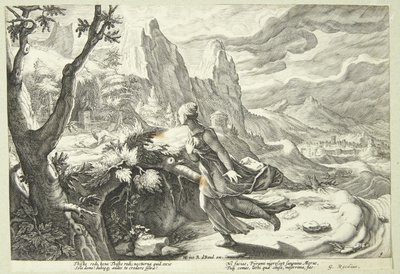 Dette bli skremt av løven av Hendrick Goltzius