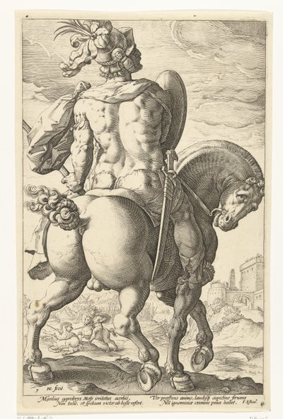 Titus Manlius til hest The Roman Heroes (serietittel) av Hendrick Goltzius