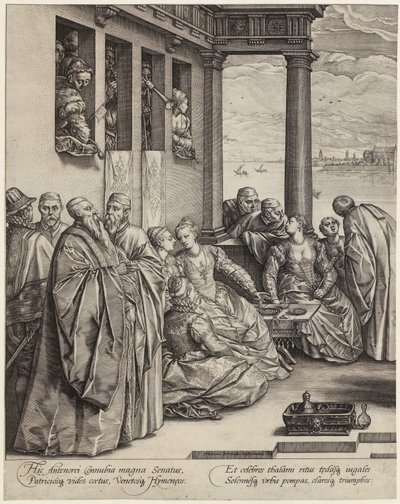 Et bryllup i Venezia [venstre side av arket] av Hendrick Goltzius
