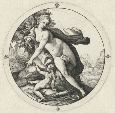 Venus og Amor Venus fryser uten Ceres og Bacchus (tittel på objekt) av Hendrick Goltzius