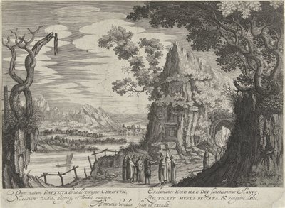 Døperen Johannes identifiserer Kristus som Guds Lam av Hendrick Hondius (I)