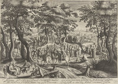 Døperen Johannes forkynner for mengden av Hendrick Hondius (I)