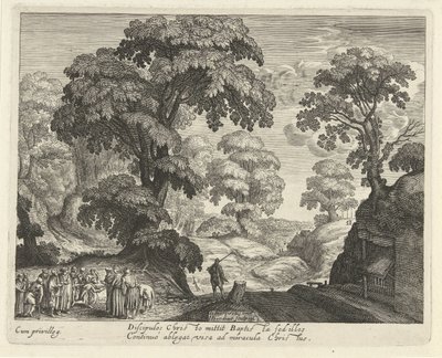 Landskap med helbredelse av blinde av Hendrick Hondius (I)